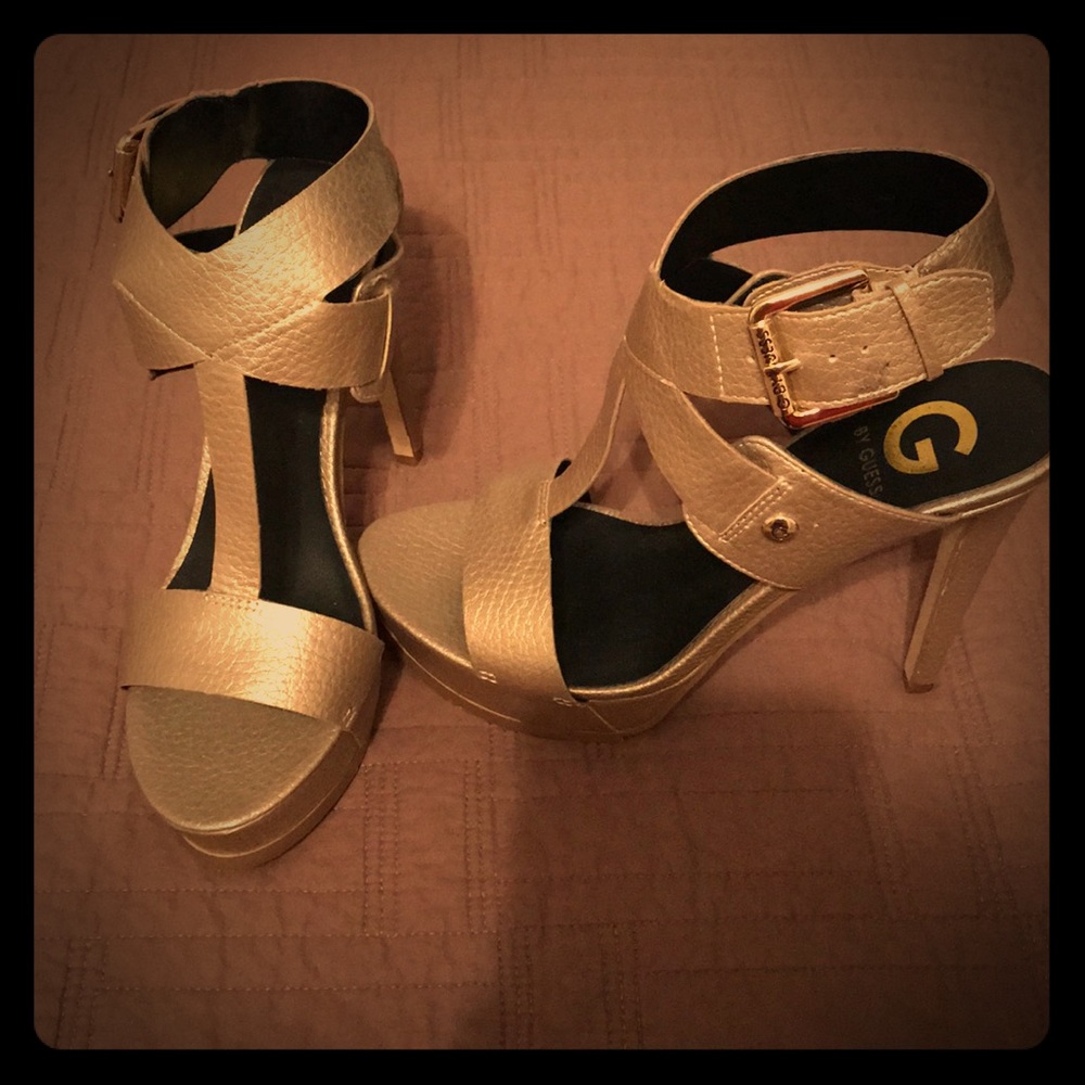 Guess Gold Platform Heels Size 8